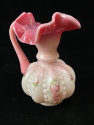 Fenton Pitcher/Vase With Handle In Peach Crest Color