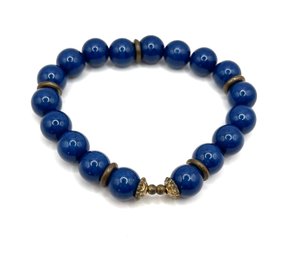 Vintage Navy Blue Beaded Stretchy Bracelet