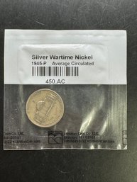 1945-P Average Circulated Silver Wartime Nickel In Littleton Package