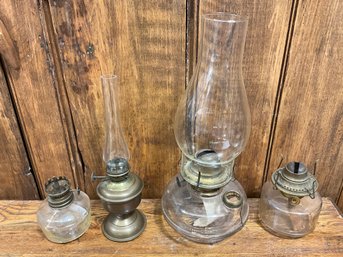 4 Nice Vintage Oil Lamp Lot