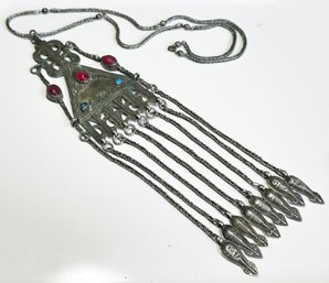 A Vintage Yemeni Silver, Brass And Stone Pregnancy Necklace