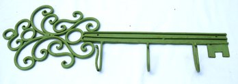 Shabby Chic Green Cast Iron Key Shape Wall Hooks