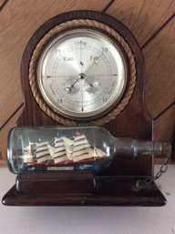 Barometer Display With Ship In A Bottle