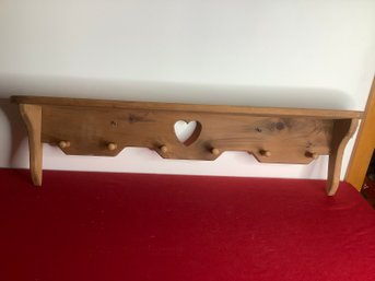 Heart Cut Out Hanging Wall Shelf With Hooks