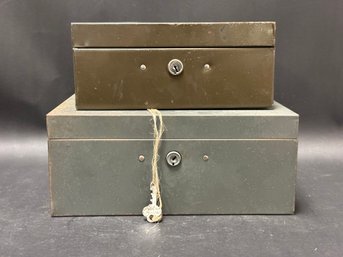 A Pair Of Vintage Metal Strong Boxes