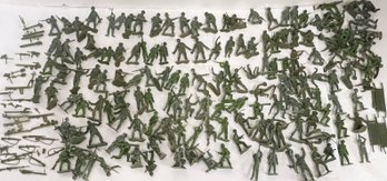 Lot Of 1960s Green Plastic Toy Soldiers  W/ Accessories