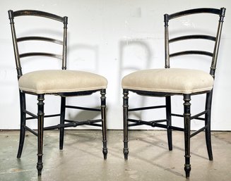 A Pair Of Vintage Ladder Back Side Chairs In The Style Of Maison Jansen