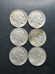 6 Buffalo Nickels 1916, 1923, 1924, 1926, 1928, 1929