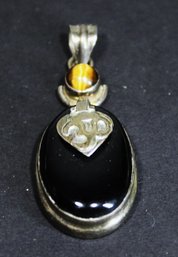 Sterling Silver Black Onyx Tiger's Eye Pendant Namaste