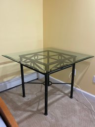 Vintage Iron And Glass Dining Table