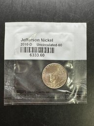 2010-D Uncirculated Jefferson Nickel In Littleton Package