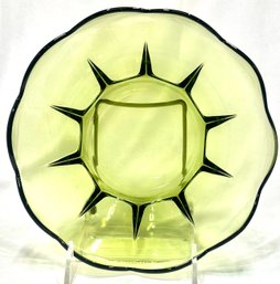 Vintage MCM Avocado Green Glass Chip Bowl By Anchor Hocking