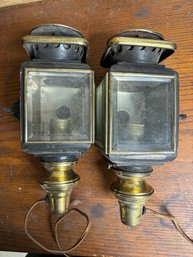 A PAIR OF ANTIQUE CAR/CARRIAGE LAMPS