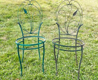 A Pair Of Vintage French Wrought Iron Bistro Chairs