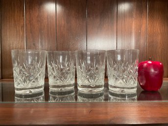 Set Of Four Crystal Glass Tumblers. 4 1/4' Tall.