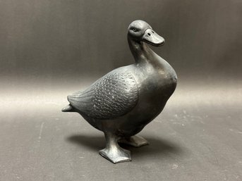 A Duck In Black Ceramic