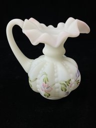 Fenton Hand Painted Frosted Glass Pitcher/Vase