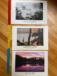 3 Prints For Lakefest 2003, 2004 & 2009 Lake Garfield, Monterey, Mass 18x12