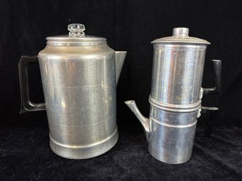 Vintage Aluminum Drip And Perc Coffee Pots