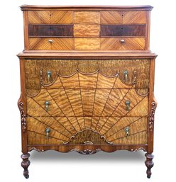 A Magnificent Antique Inlaid Marquetry Chest Of Drawers, C.1920's
