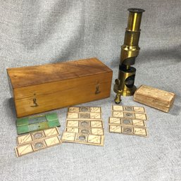 Fantastic Antique Pocket Field Microscope - English Brass Instrument - Edwardian 1910 - Fantastic Old Piece