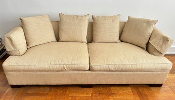 Mid-Century Modern Couch With Mahogany Legs & 4 Throw Pillows With Original Receipt