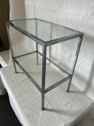 Vintage Mid Century Modern Chrome And Glass 2-tier Stand- High Style 1960s