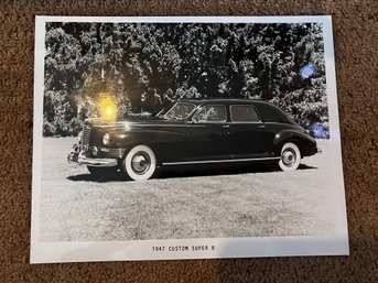 Collection Of 12 B&W Vintage Car Advertisement Prints From 1940s-50s Era