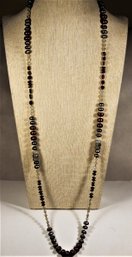 Sterling Silver Genuine Cultured Pearl Moonstone And Gemstone Beaded Necklace 30' Long