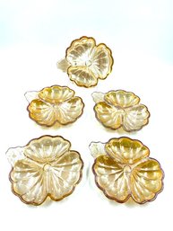 Set Of 5 Doric Iridescent Marigold Clover Shaped Divided Dishes By Jeanette