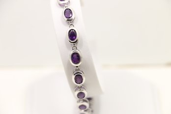 Sterling Silver Amethyst Bracelet 8.25 Inches