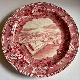 Antique Wedgwood Red & White Transfer Plate - Fort Ticonderoga