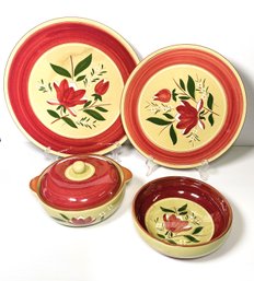 Stangl Pottery Magnolia- Two Serving Plates, Covered Veggie Bowl And Serving Bowl