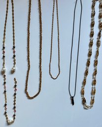 5 Vintage Necklaces: Gold Tone Chains, Shoe Pendant & More