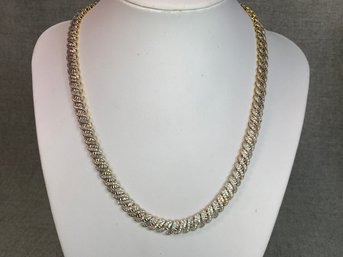 Fabulous ($950 Retail Price) ROSS - SIMMONS Sterling Silver Necklace With 14K Gold Overlay & Diamond 2.8 CT TW