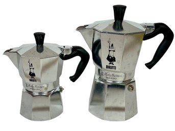 Two Bialetti Moka Express Stovetop Espresso Pots, Made In Italy