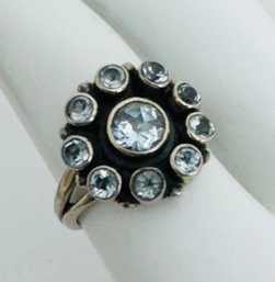 VINTAGE BLUE GEMSTONE STERLING SILVER RING