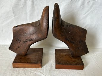 Antique 19th Century Victorian Shoe Forms- Cleverly Converted Into Bookends
