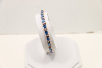 Sterling Silver Blue Stone Bracelet 7 Inch