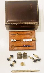 Handsome Lot Of Men's ( Some 14K ) Antique Victorian Button Studs, Cuff Links & AXT Mechanical Pencil