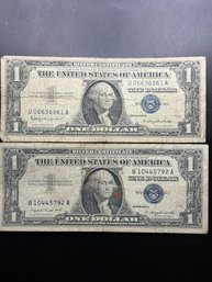 2 $1 Silver Certificate 1957-A, 1957-B