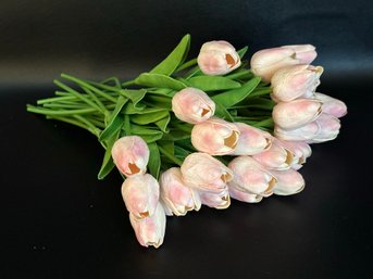 A Pretty Bouquet Of Realistic Faux Tulips In Pale Pink