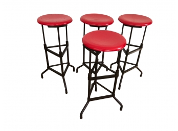 Vintage Industrial Adjustable Stools - Refinished Seats