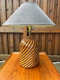 1970s Torchon Ceramic Table Lamp With Fabric Shade