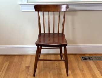 A Petite Vintage Side Chair In Stained Wood