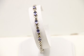 Sterling Silver Purple Stone Bracelet 8 Inch