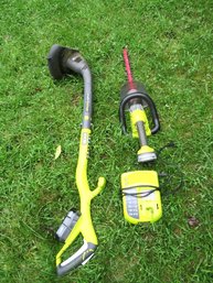 Ryobi 18' Hedge Trimmer & Weed Wacker With 18V Charger