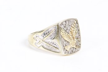 Sterling And Gilt Swooping  Eagle Gentleman's Ring -size 12