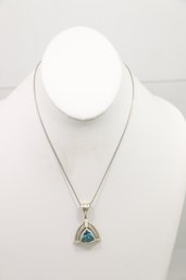 Large Blue Stone Sterling Silver Necklace