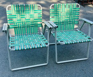 Pair Of Vintage Lawn Chairs, Green